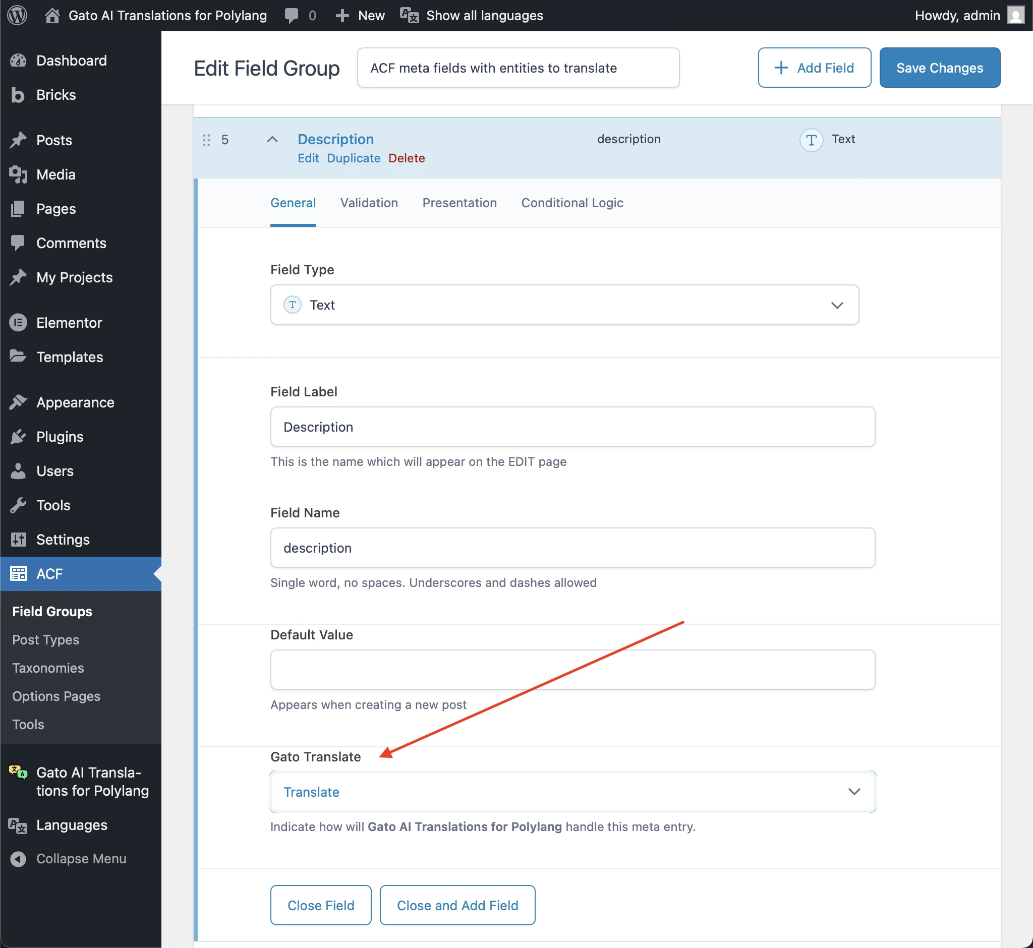 Configuring sync/translation for an ACF field group