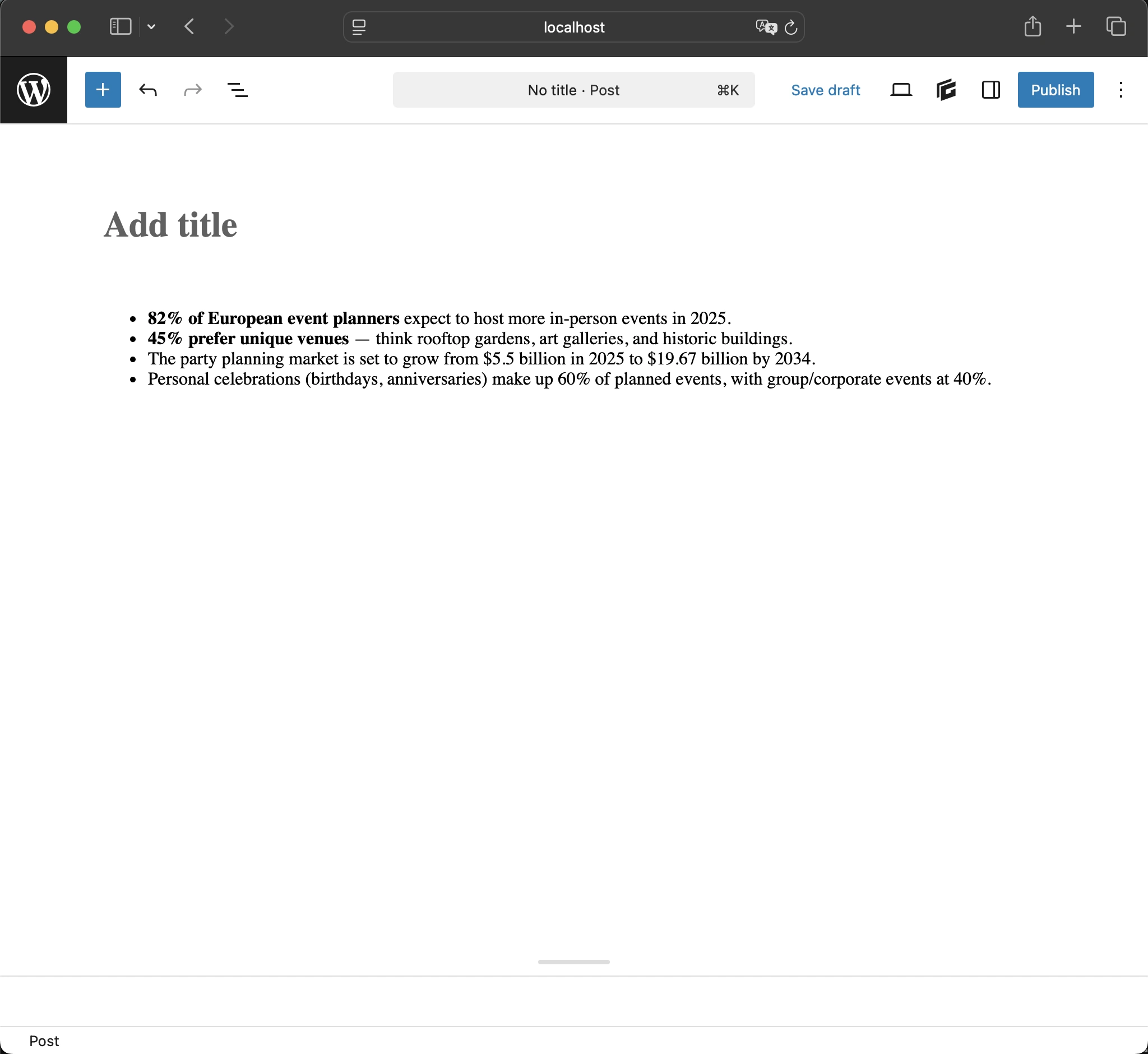 Gutenberg List Block not translated