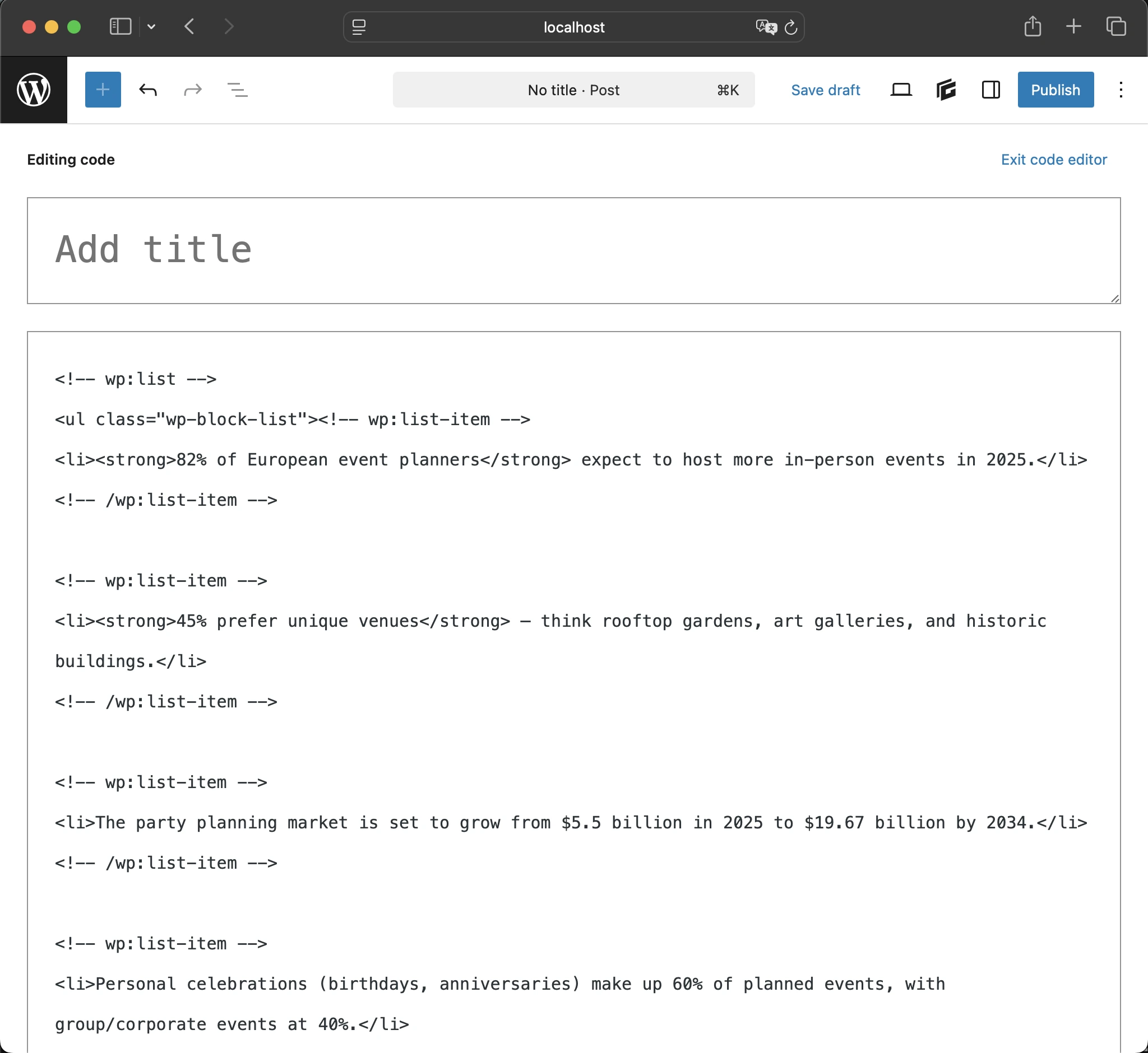 Gutenberg List Block using the new format