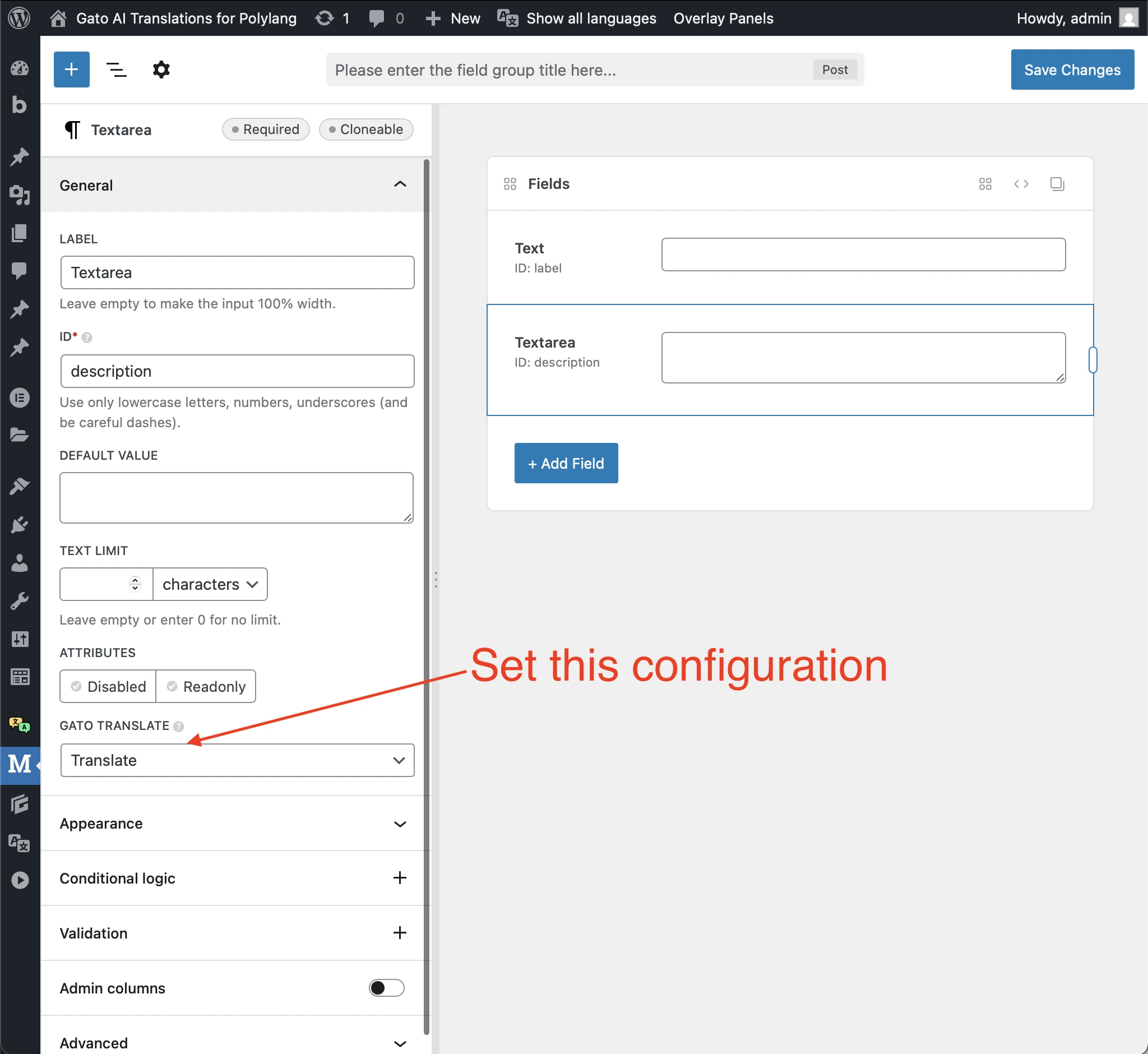 Configure Polylang to translate Metabox fields using Gato Translate