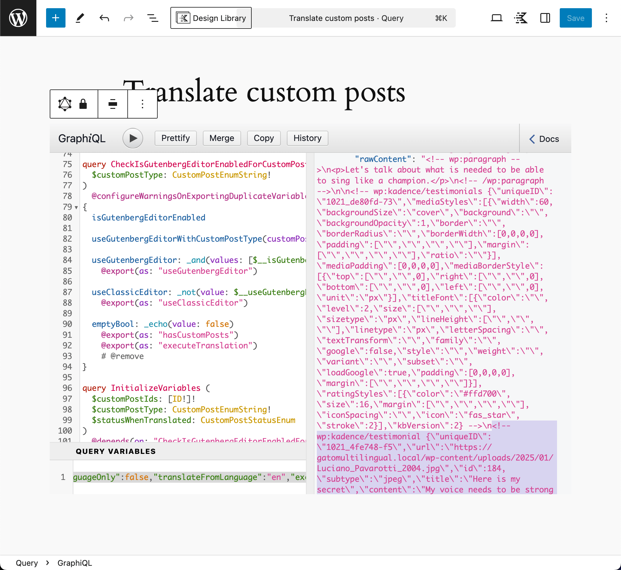 Identifying the block properties to translate