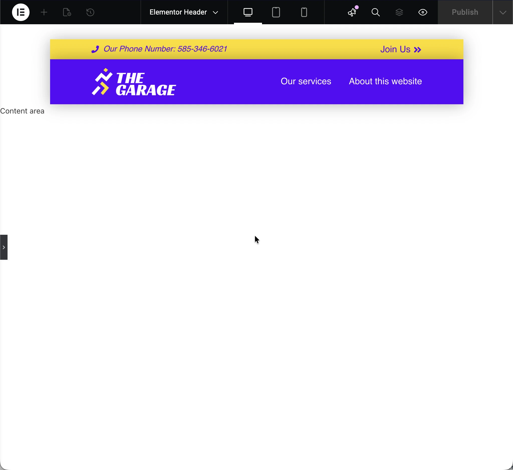 Elementor header template